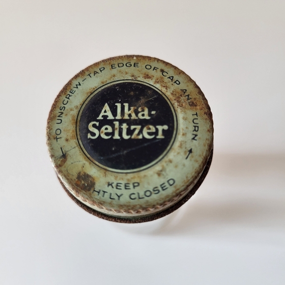 Vintage Small Clear Glass Alka Seltzer Jar with Metal Screw On Cap - Picture 4 of 16